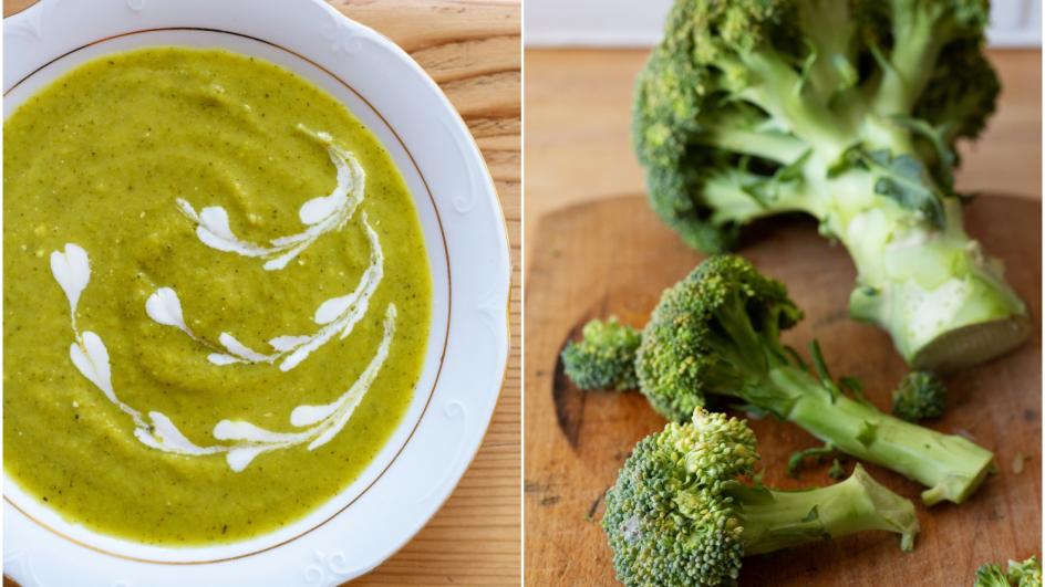 Zupa krem z brokułów zabielana wegańską śmietaną