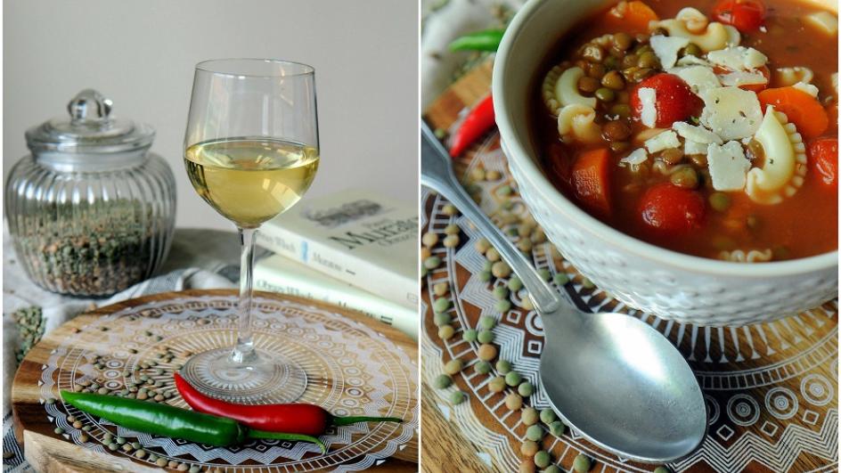 Włoska zupa z soczewicy na białym winie