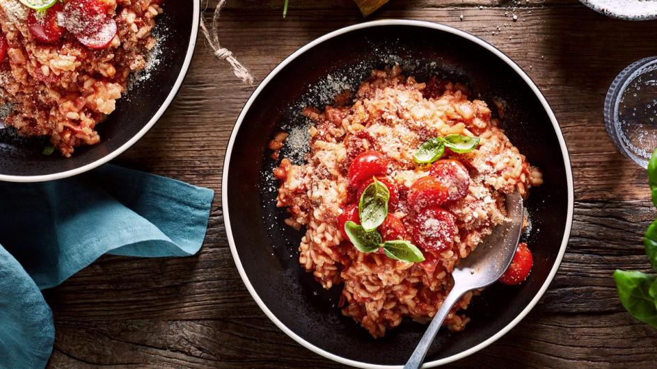 Kremowe risotto z pomidorami