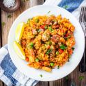 Risotto z groszkiem i chorizo