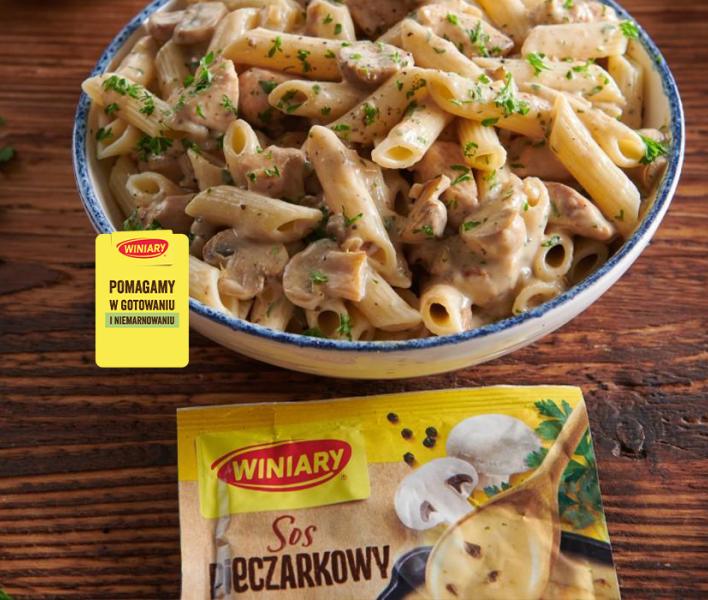 Penne z kurczakiem i pieczarkami