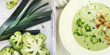 Zupa krem z brokułów i pora z ziołowymi grzaneczkami i parmezanem